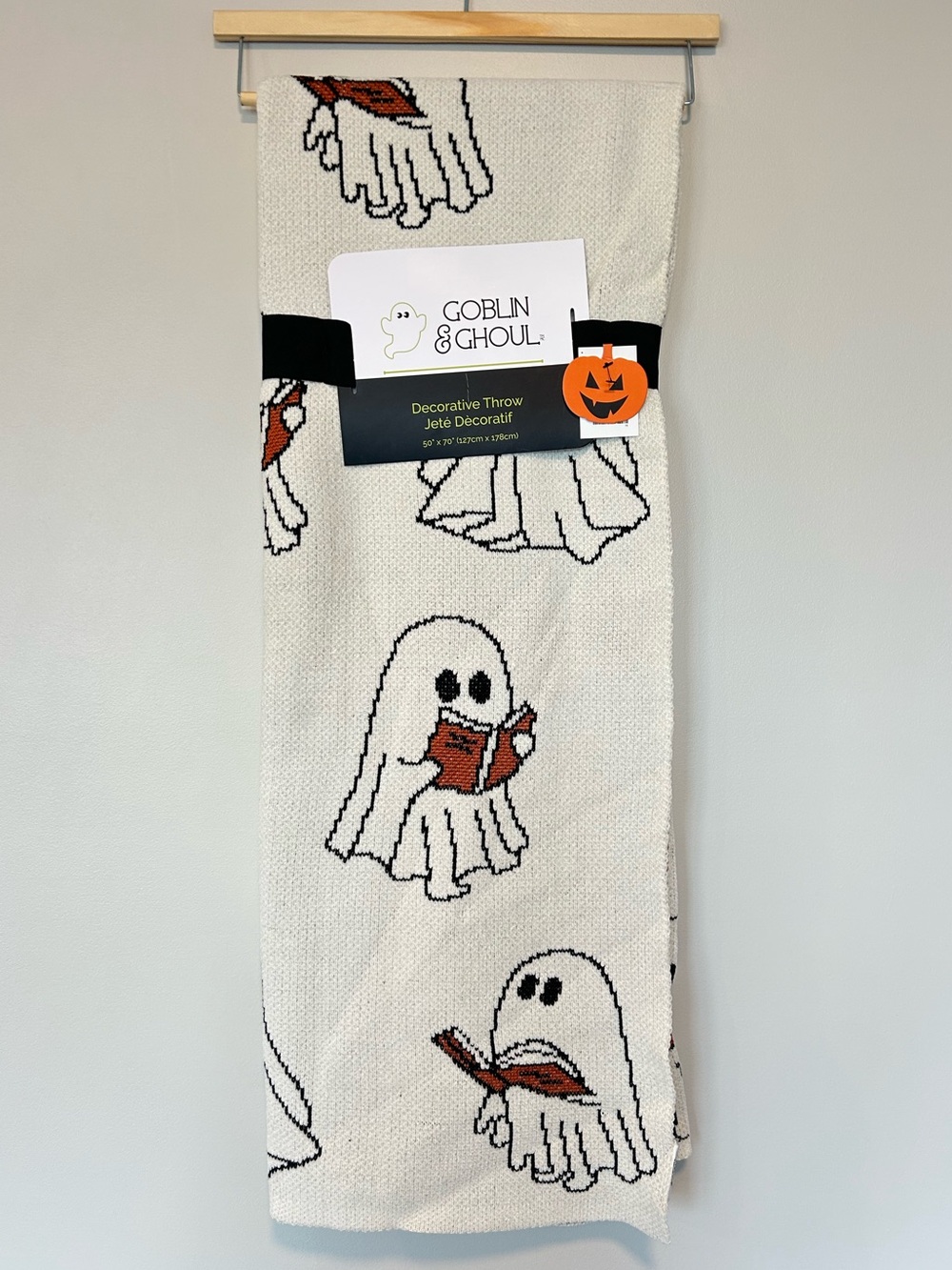 Goblin and ghoul ghost reading decorative throw blanket Halloween fall viral